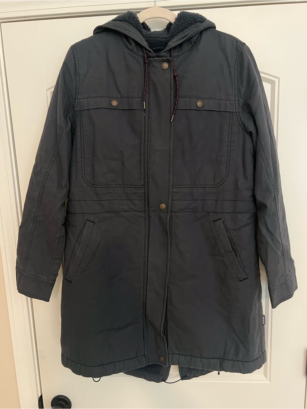 Patagonia Women’s Prarie Dawn Insulated Fleece-Lined Parka Smolder Blue Medium - Picture 1 of 9